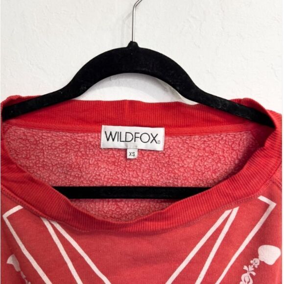 WILDFOX Monte Matador Womens Crop Sweatshirt Fleece Graphic XS Cherry Red Boho - Picture 3 of 7